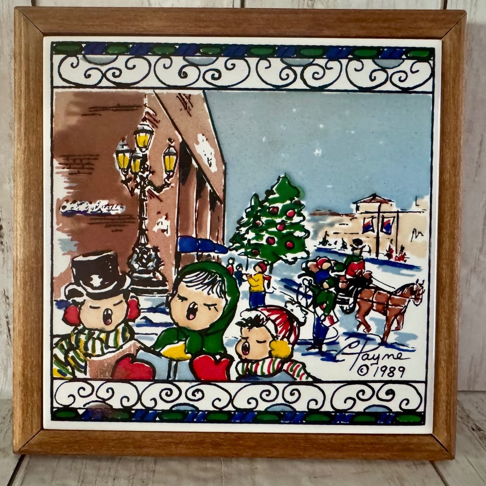 Payne Creations 1989 Hand Painted Christmas Tile Granada Light Kansas City Plaza